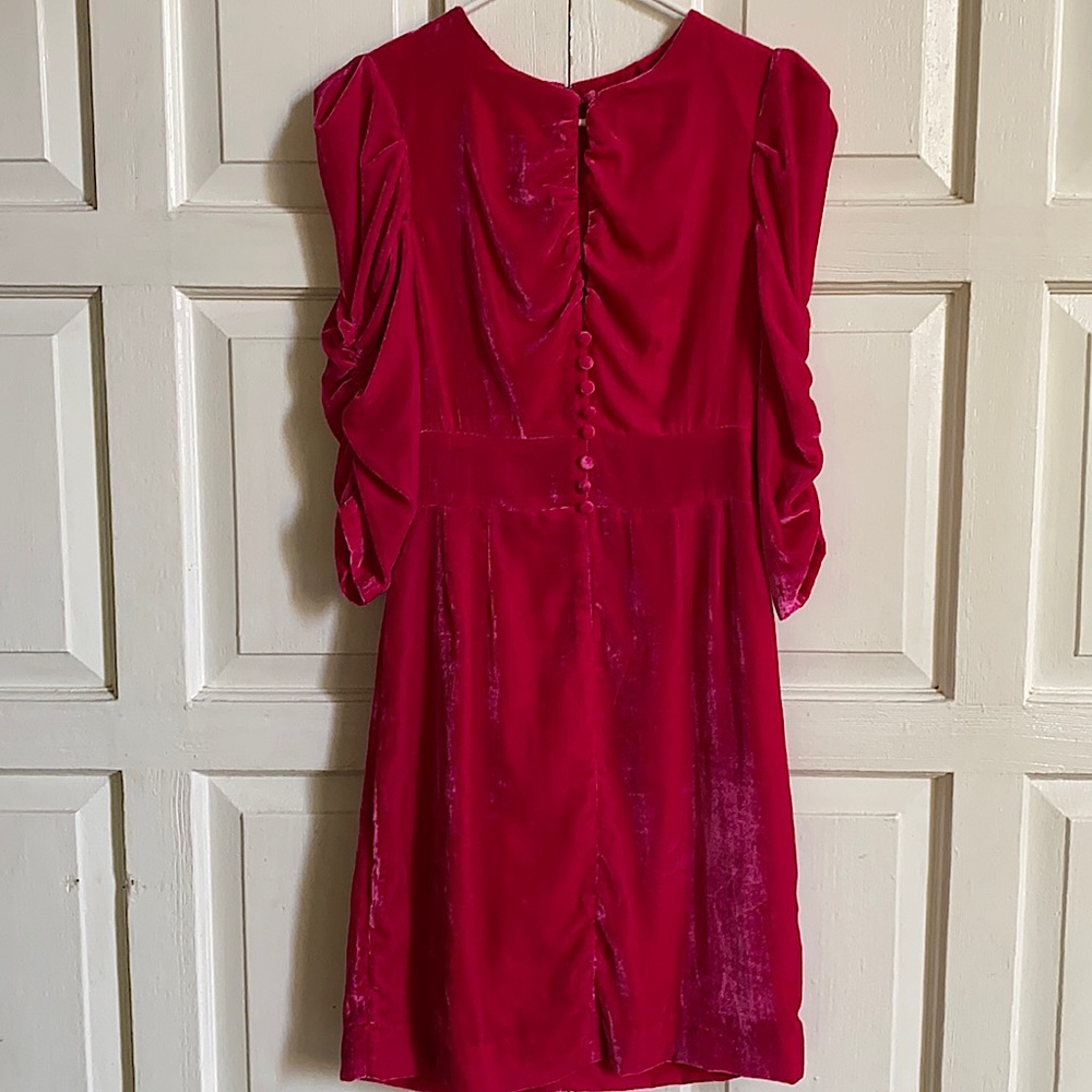 Rachel Antonoff Margaret Tea Dress in Hot Pink Velvet